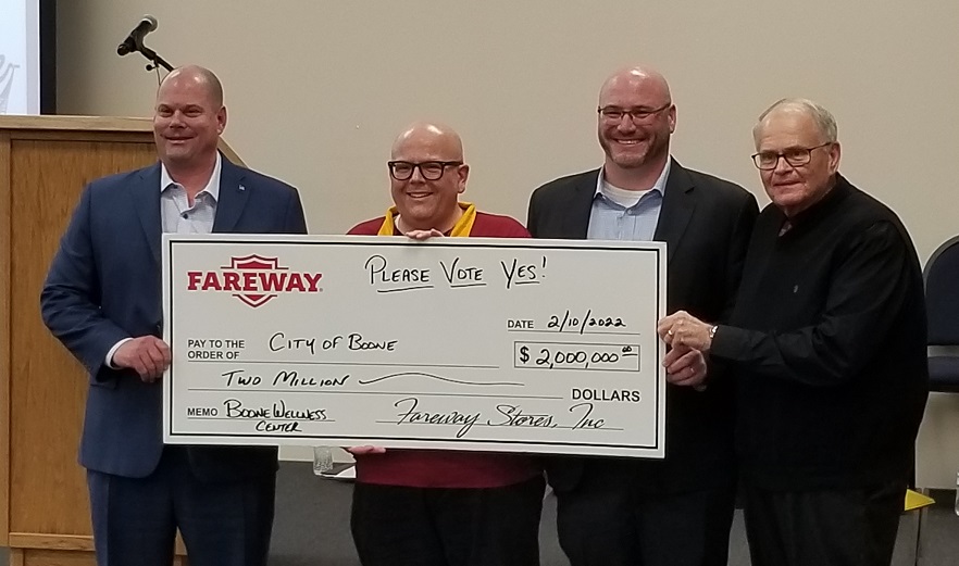 Left to Right: Reynolds Cramer, CEO Fareway, Steven Ray, Boone City Councilmember and Mayor Pro Tem, Nate Nerem, Boone County Economic Growth Corporation and Terry Moorman, Boone City Council member