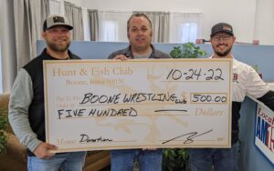 Boone Wrestlers benefit from Hunt & Fish Club donation
